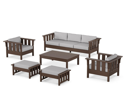 Martha Stewart by POLYWOOD® Acadia 6-Piece Lounge Sofa Set in Mahogany / Granite
