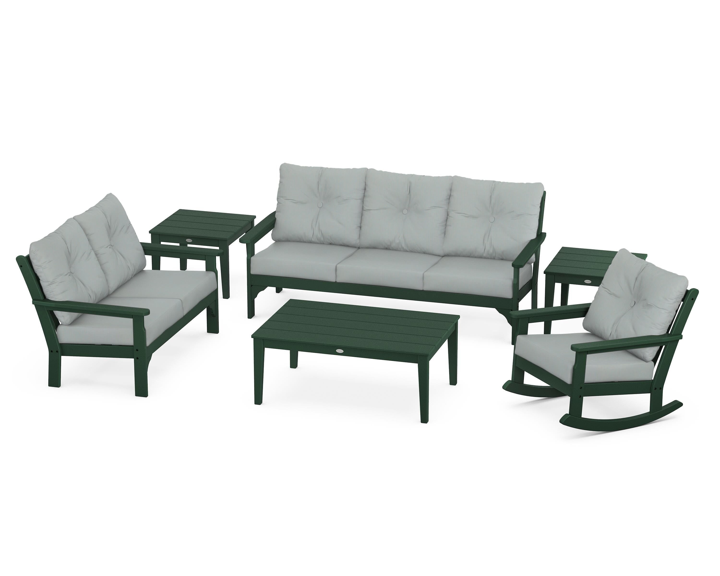 POLYWOOD® Vineyard 6-Piece Deep Seating Set in Green / Spa