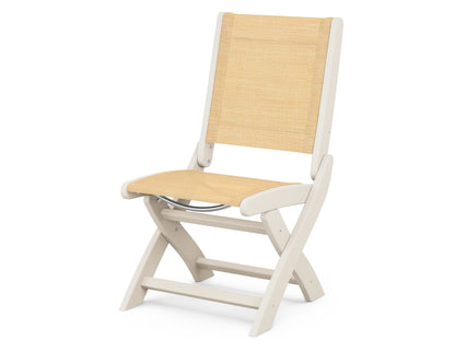 POLYWOOD® Coastal Folding Side Chair in Sand / Dupioni Apricot Sling