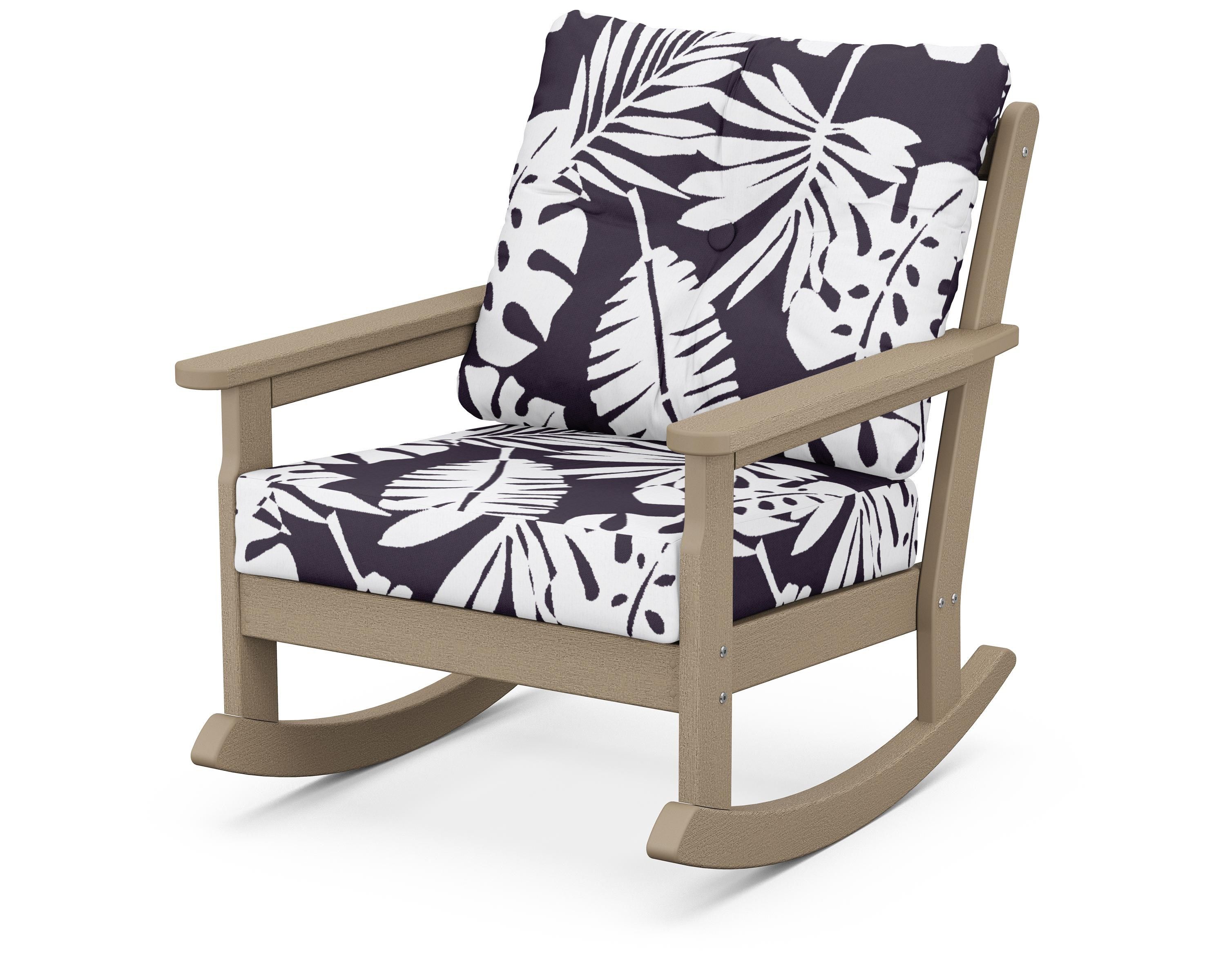 POLYWOOD® Vineyard Deep Seating Rocking Chair in Vintage Sahara / Leaf Navy