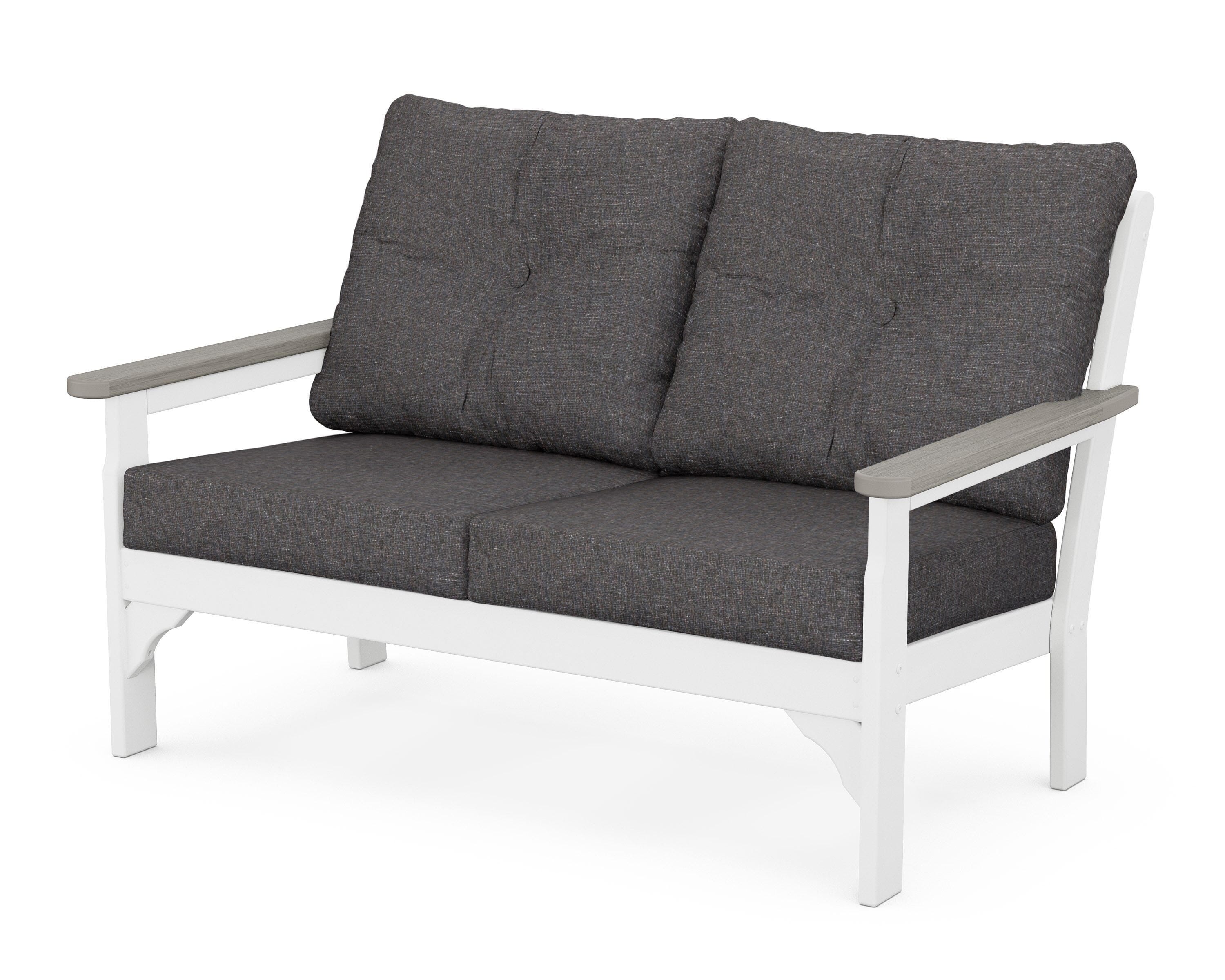 POLYWOOD® Vineyard Deep Seating Loveseat in White / Driftwood / Ash Charcoal