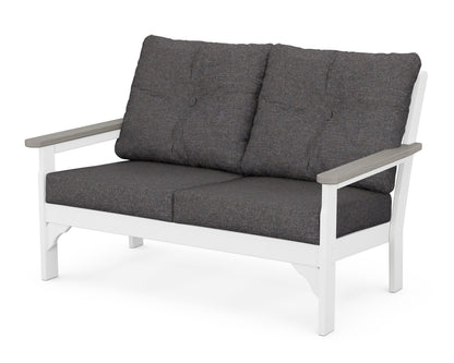 POLYWOOD® Vineyard Deep Seating Loveseat in White / Driftwood / Ash Charcoal