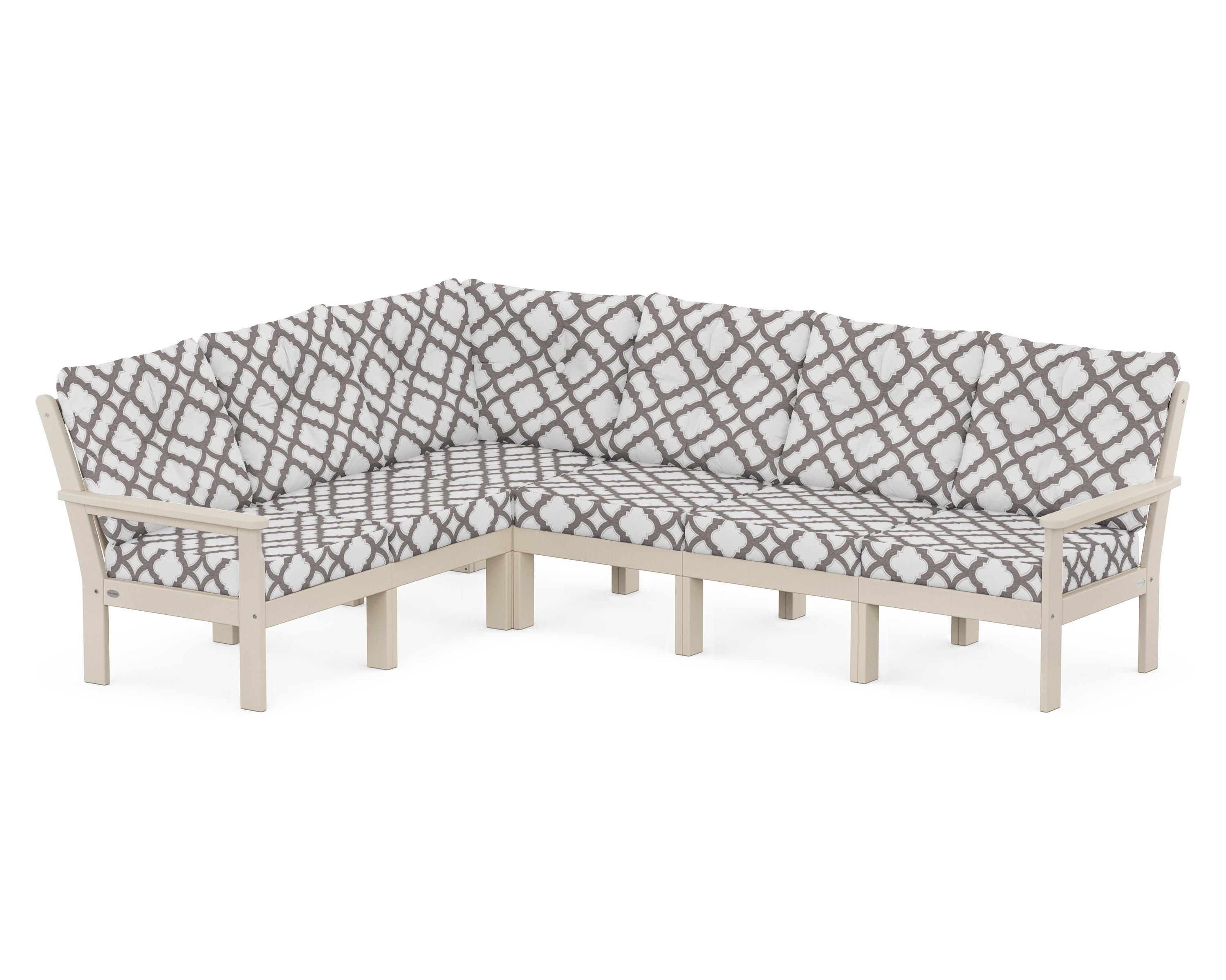 POLYWOOD® Vineyard 6-Piece Sectional in Sand / Trellis Grey Mist