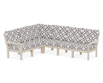 POLYWOOD® Vineyard 6-Piece Sectional in Sand / Trellis Grey Mist