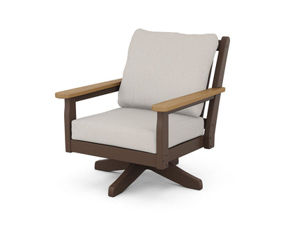 POLYWOOD® Chippendale Deep Seating Swivel Chair in Mahogany / Natural / Cast Ash