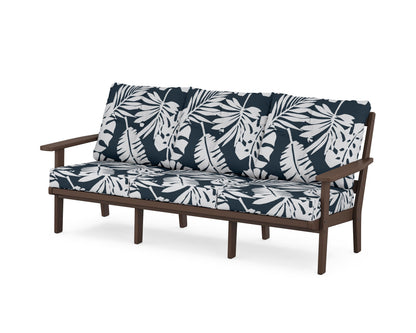 POLYWOOD® Prairie Deep Seating Sofa in Mahogany / Leaf Marine Indigo