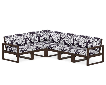 POLYWOOD® EDGE 6-Piece Modular Deep Seating Set in Mahogany / Leaf Navy