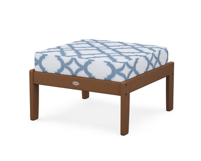 POLYWOOD® Braxton Deep Seating Ottoman in Teak / Trellis Sky Blue
