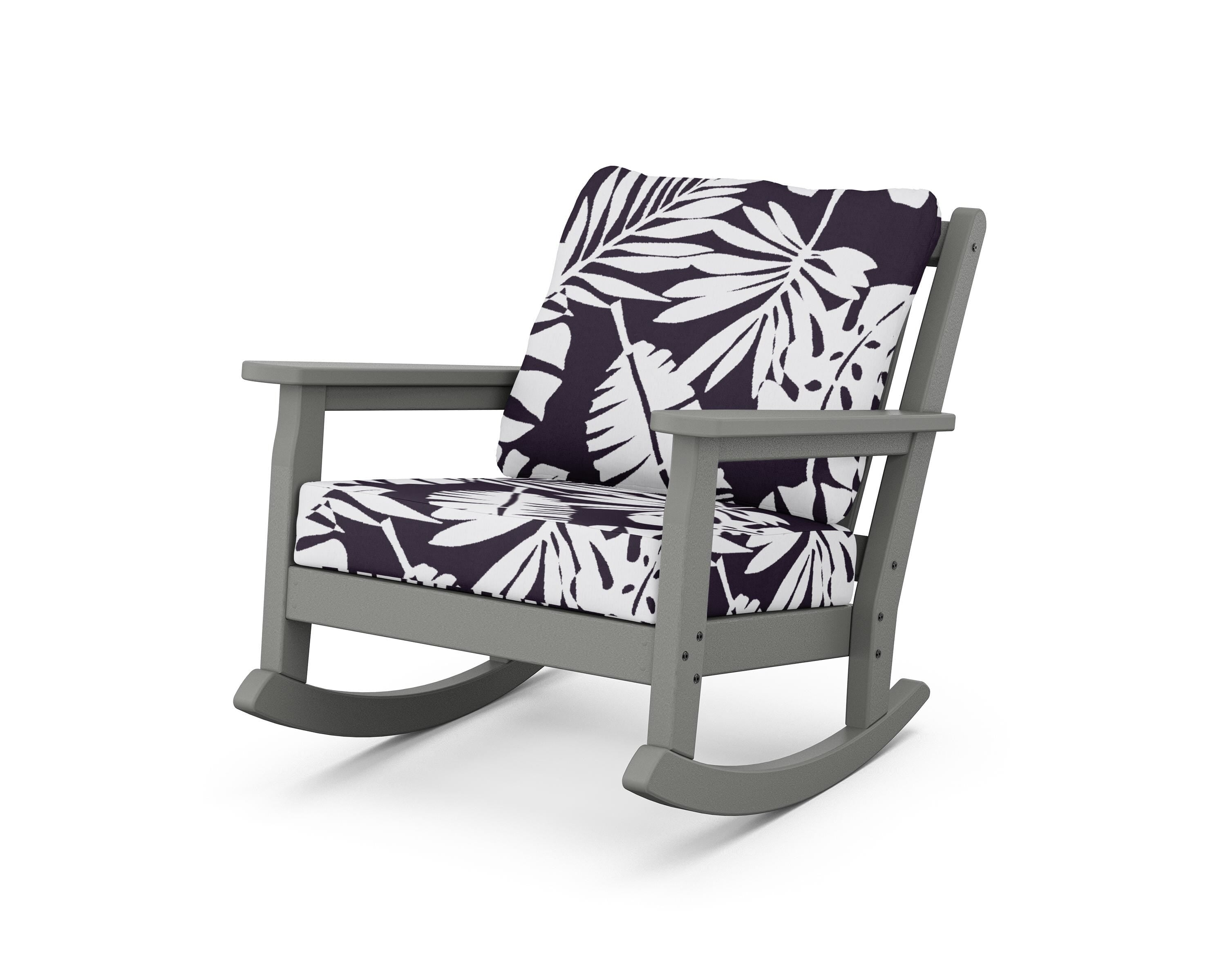 POLYWOOD® Chippendale Deep Seating Rocking Chair in Slate Grey / Leaf Navy