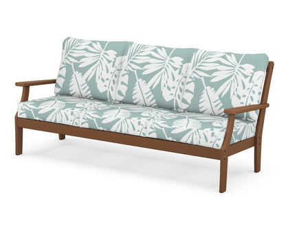 POLYWOOD® Braxton Deep Seating Sofa in Teak / Leaf Glacier Spa