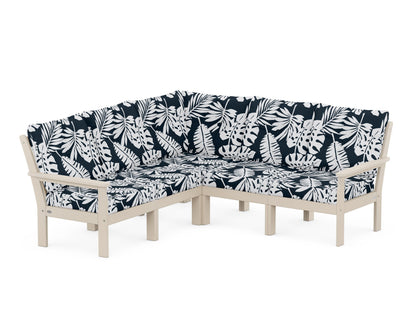 POLYWOOD® Vineyard 5-Piece Sectional in Sand / Leaf Marine Indigo