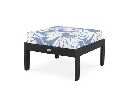 Country Living Cottage Deep Seating Ottoman in Black / Leaf Sky Blue