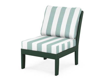 POLYWOOD® Braxton Modular Armless Chair in Green / Cabana Stripe Glacier Spa