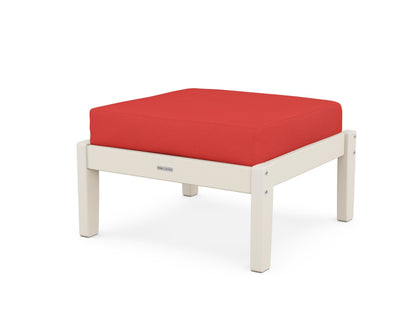 Martha Stewart by POLYWOOD® Chinoiserie Deep Seating Ottoman in Sand / Crimson Linen