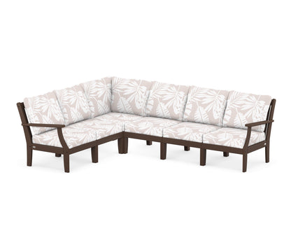 POLYWOOD® Braxton Modular 6-Piece Deep Seating Set in Mahogany / Leaf Dune Burlap