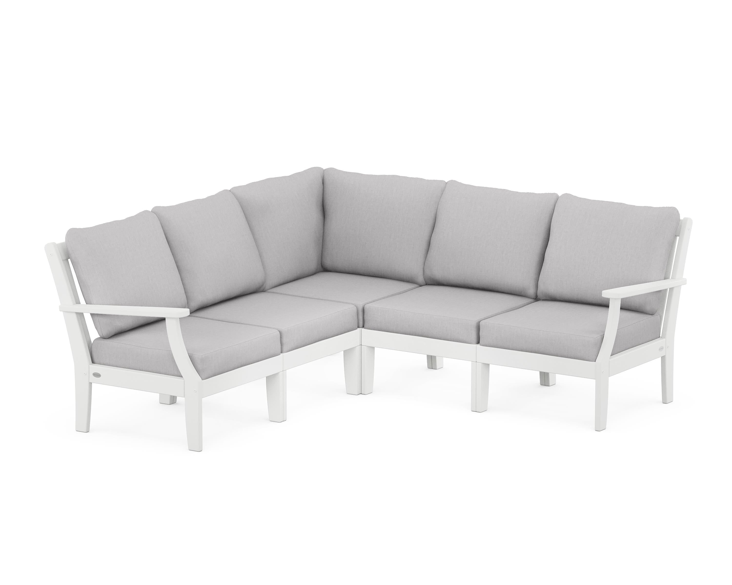 POLYWOOD® Braxton Modular 5-Piece Deep Seating Set in White / Granite