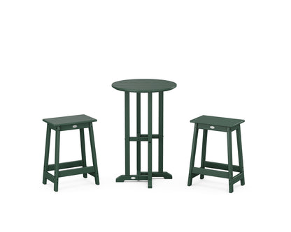 POLYWOOD® Modern Studio Counter Stool 3-Piece Bistro Set in Green