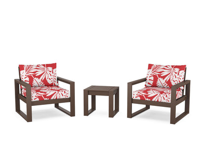 POLYWOOD® EDGE Sectional 3-Piece Deep Seating Set in Mahogany / Leaf Crimson
