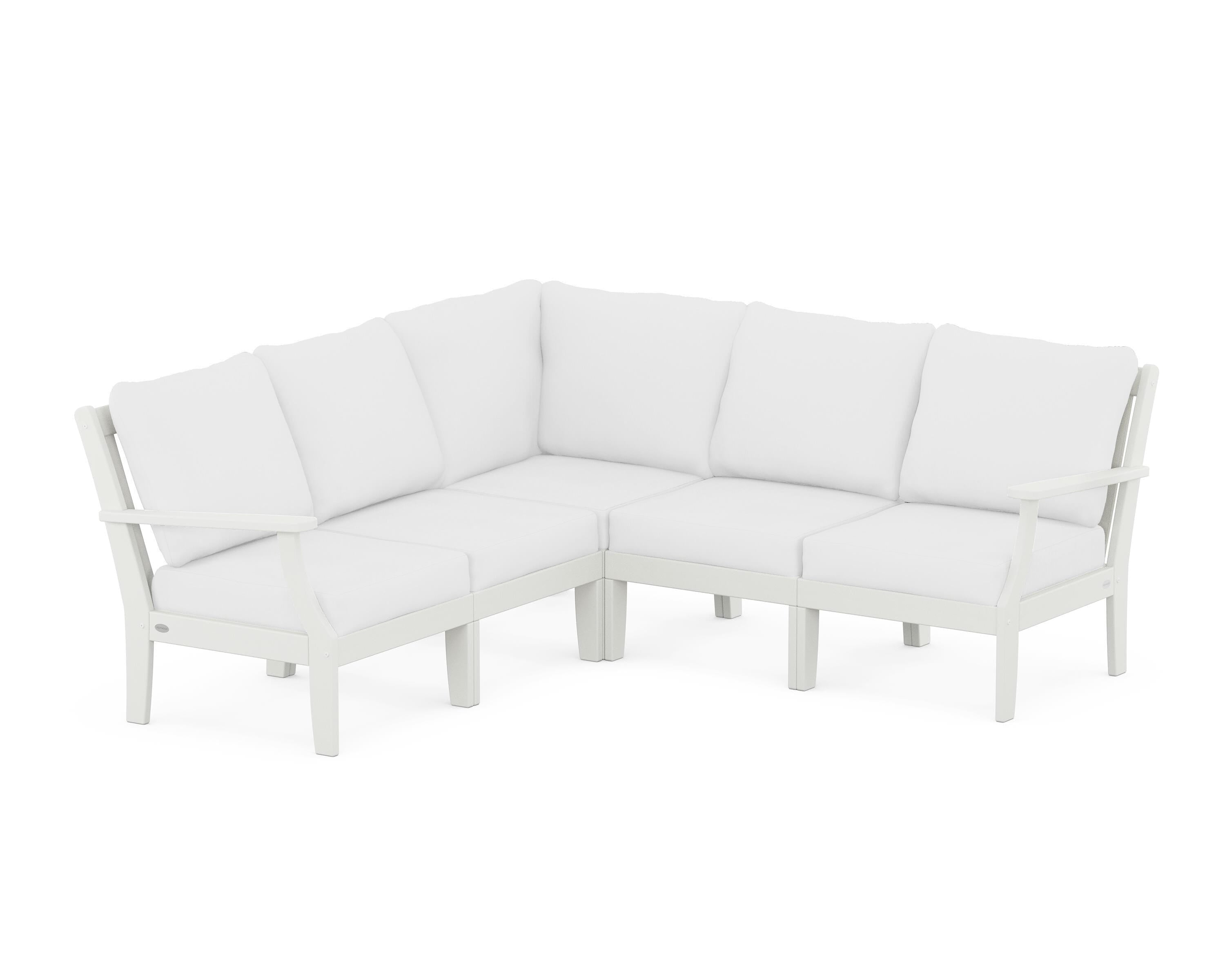 POLYWOOD® Braxton Modular 5-Piece Deep Seating Set in Vintage White / Natural