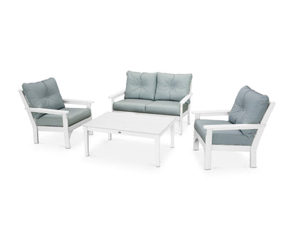 POLYWOOD® Vineyard 4-Piece Deep Seating Set in White / Spa
