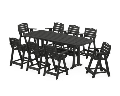POLYWOOD® Nautical 9-Piece Counter Set with Trestle Legs in Black