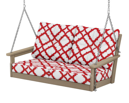 POLYWOOD® Vineyard Deep Seating Swing in Vintage Sahara / Trellis Crimson