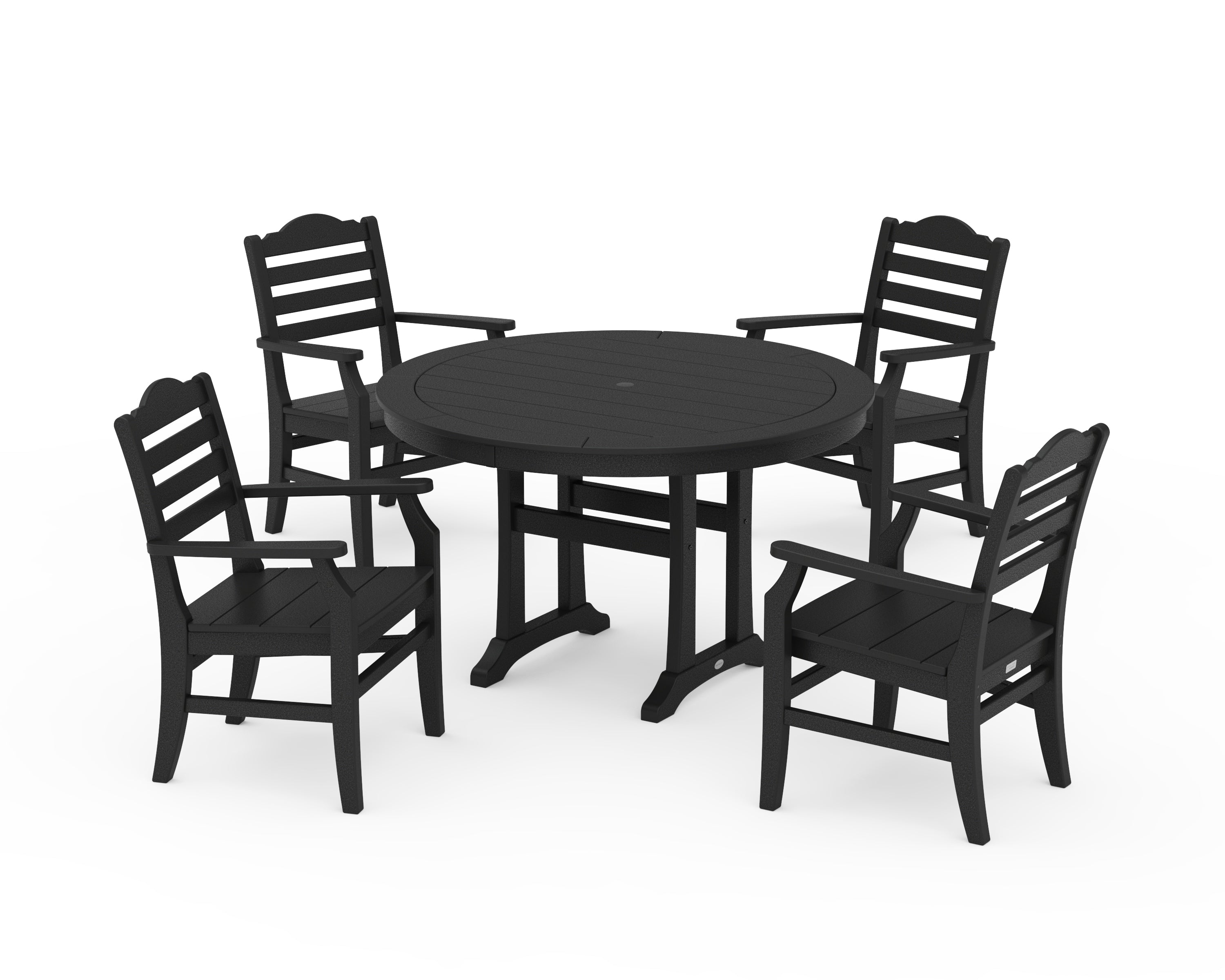 POLYWOOD® Savannah 5-Piece Round Dining Set with Trestle Legs in Black
