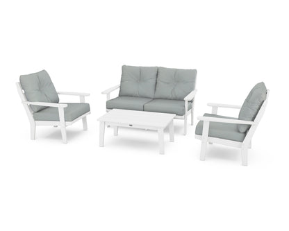 POLYWOOD® Lakeside 4-Piece Deep Seating Set in White / Spa