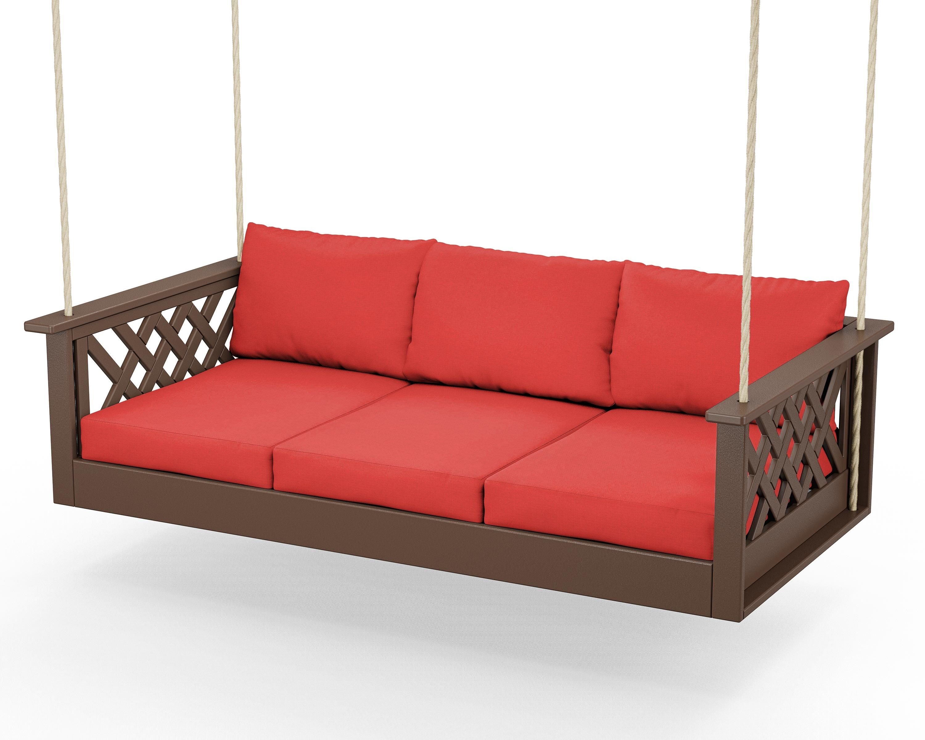 Country Living Wovendale Daybed Swing in Mahogany / Crimson Linen