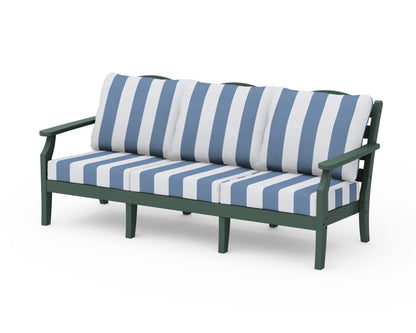 Draper James™ by  POLYWOOD® Savannah Deep Seating Sofa in Green / Cabana Stripe Sky Blue