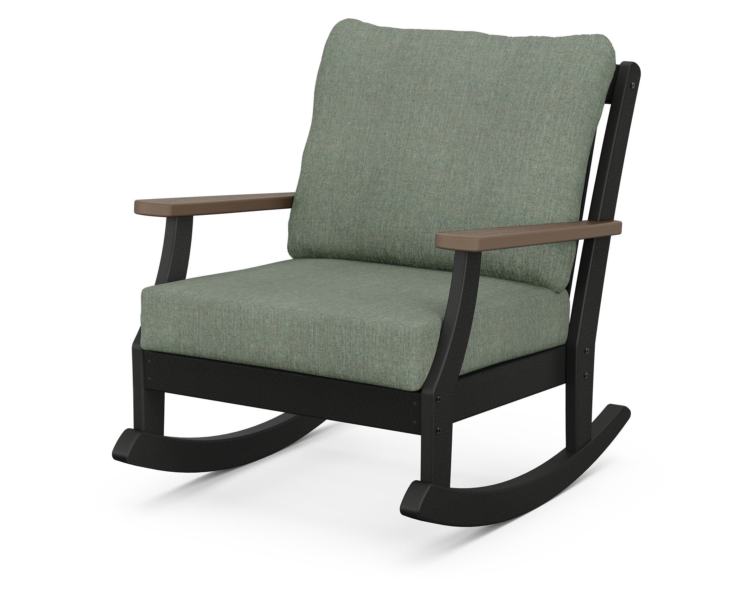 POLYWOOD® Braxton Deep Seating Rocking Chair in Black / Kona / Cast Sage