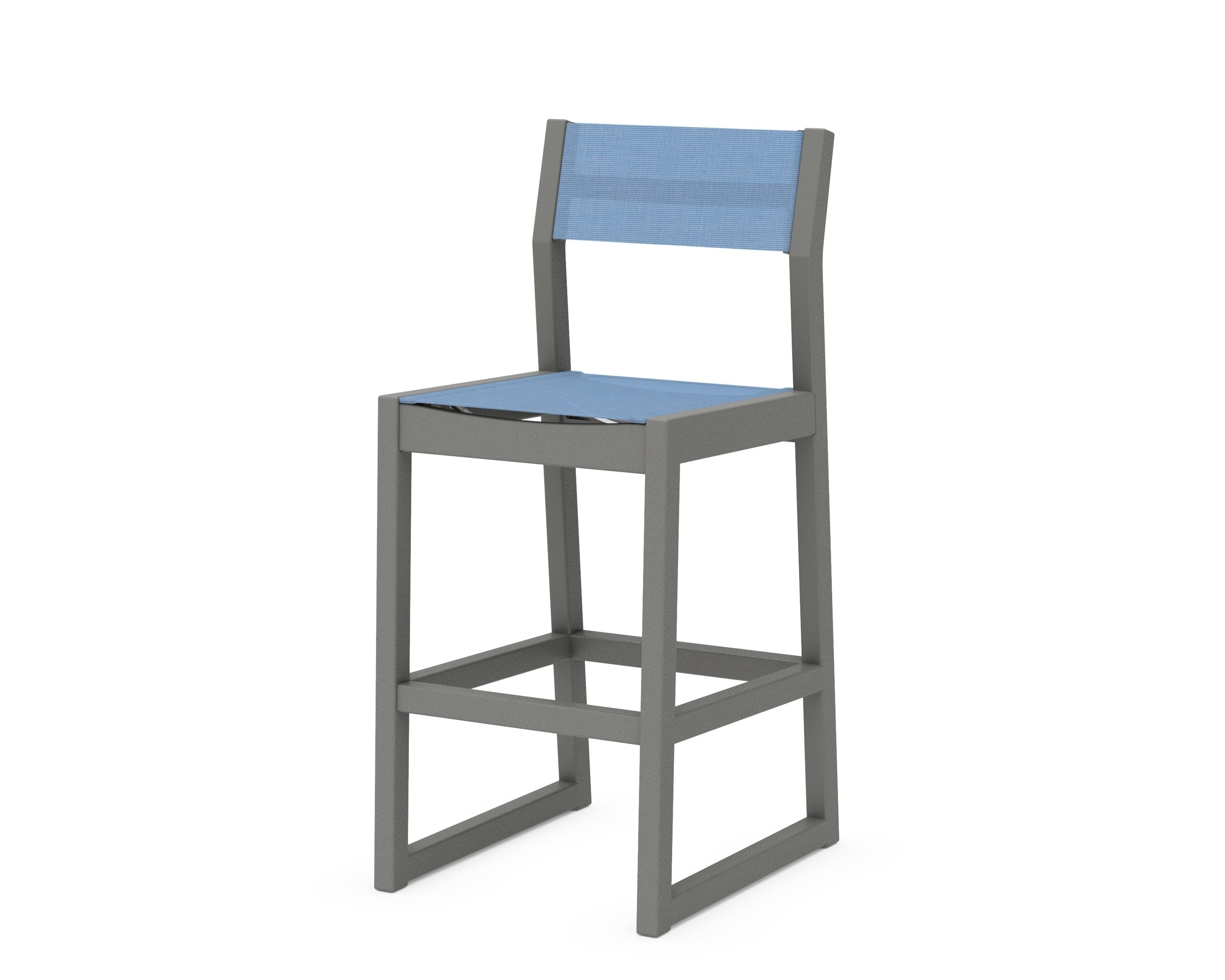 POLYWOOD® EDGE Sling Bar Side Chair in Slate Grey / Poolside Sling
