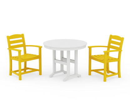 POLYWOOD® La Casa Café 3-Piece Round Dining Set in Lemon / White