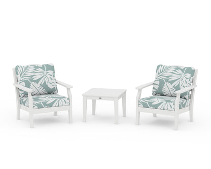Draper James™ by  POLYWOOD® Savannah 3-Piece Deep Seating Set in White / Leaf Glacier Spa