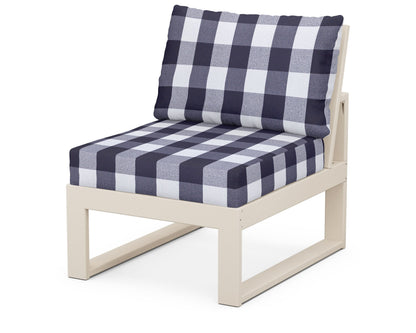 Unbranded Modular Armless Chair in Sand / Buffalo Plaid Navy