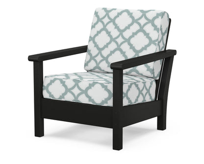 POLYWOOD® Harbour Deep Seating Chair in Black / Trellis Glacier Spa