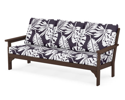 POLYWOOD® Vineyard Deep Seating Sofa in Mahogany / Leaf Navy