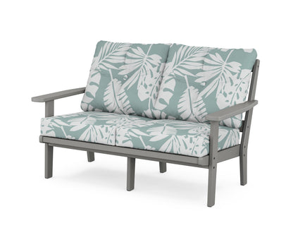 POLYWOOD® Oxford Deep Seating Loveseat in Slate Grey / Leaf Glacier Spa