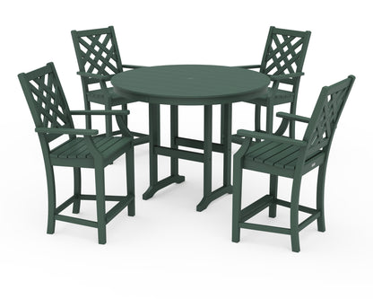 Country Living Wovendale 5-Piece Round Farmhouse Counter Set in Green