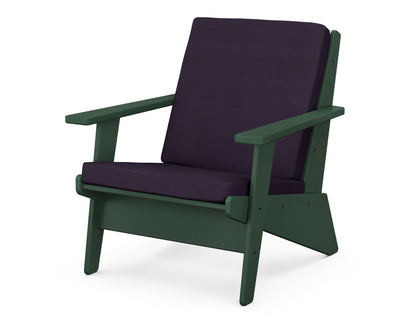 POLYWOOD® Riviera Modern Lounge Chair in Green / Navy Linen