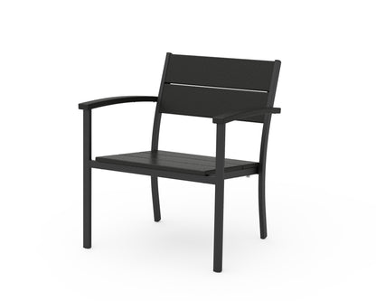 POLYWOOD® Main Street Stacking Lounge Arm Chair in Black / Black