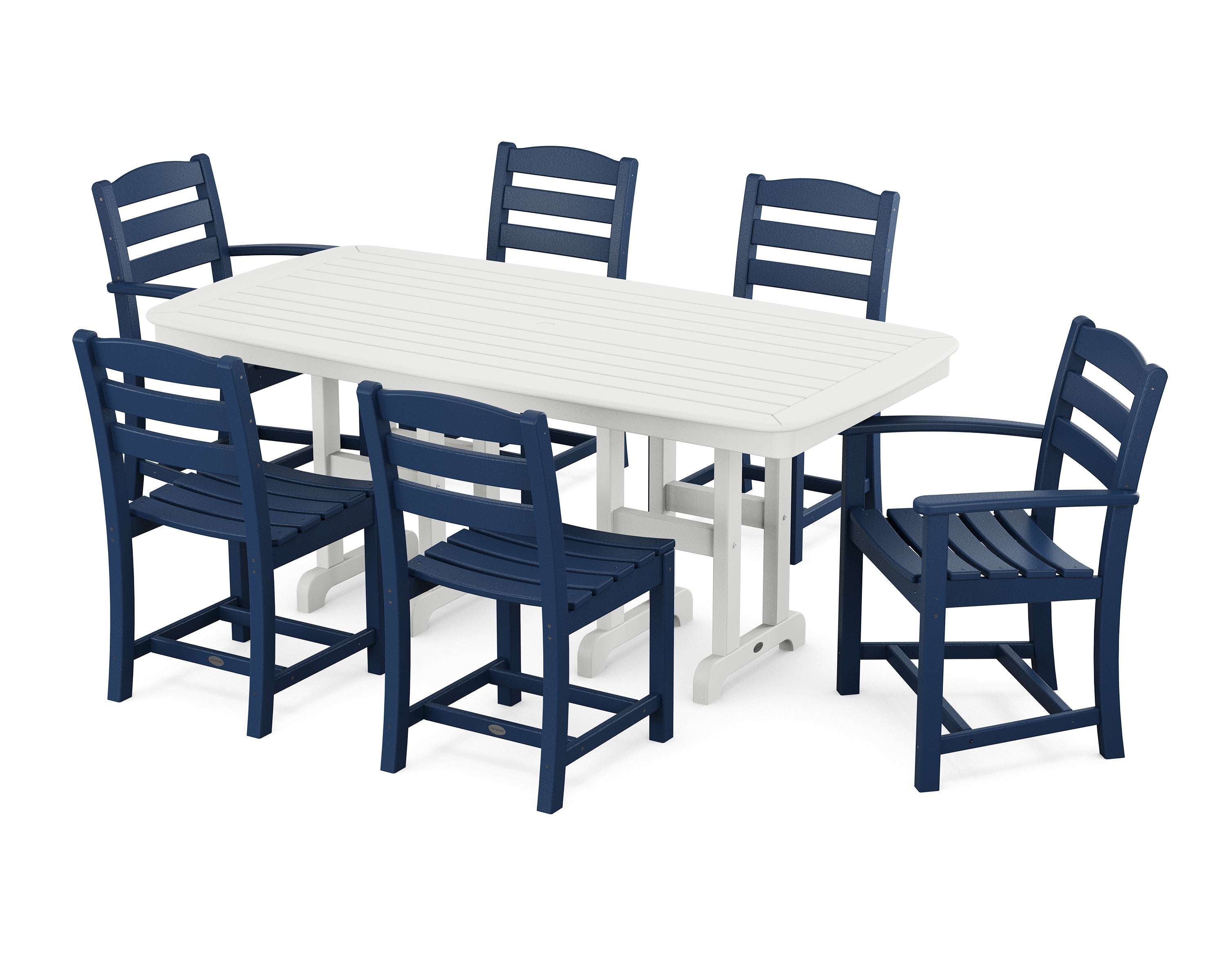 POLYWOOD® La Casa Café 7-Piece Dining Set in Navy / White