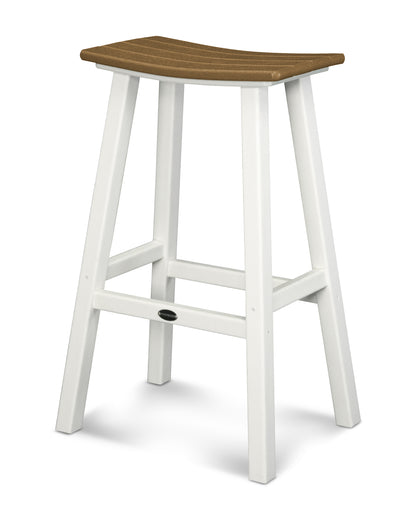 POLYWOOD® Contempo 30" Saddle Bar Stool in White / Teak
