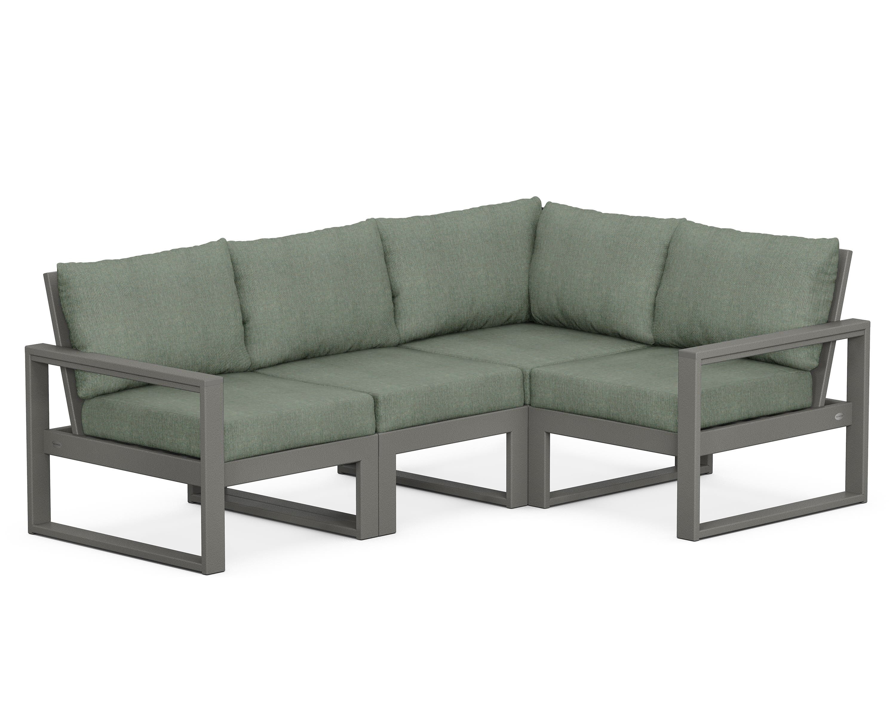 POLYWOOD® EDGE 4-Piece Modular Deep Seating Set in Slate Grey / Cast Sage
