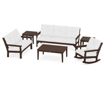 POLYWOOD® Vineyard 6-Piece Deep Seating Set in Mahogany / Natural