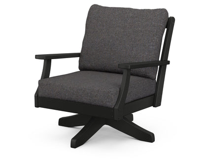 POLYWOOD® Braxton Deep Seating Swivel Chair in Black / Ash Charcoal