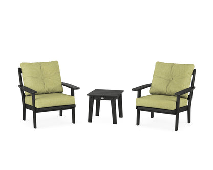 POLYWOOD® Oxford 3-Piece Deep Seating Set in Black / Chartreuse Boucle