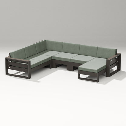 PW Designer Series Latitude Corner Sectional with Right Chaise in Vintage Coffee / Cast Sage