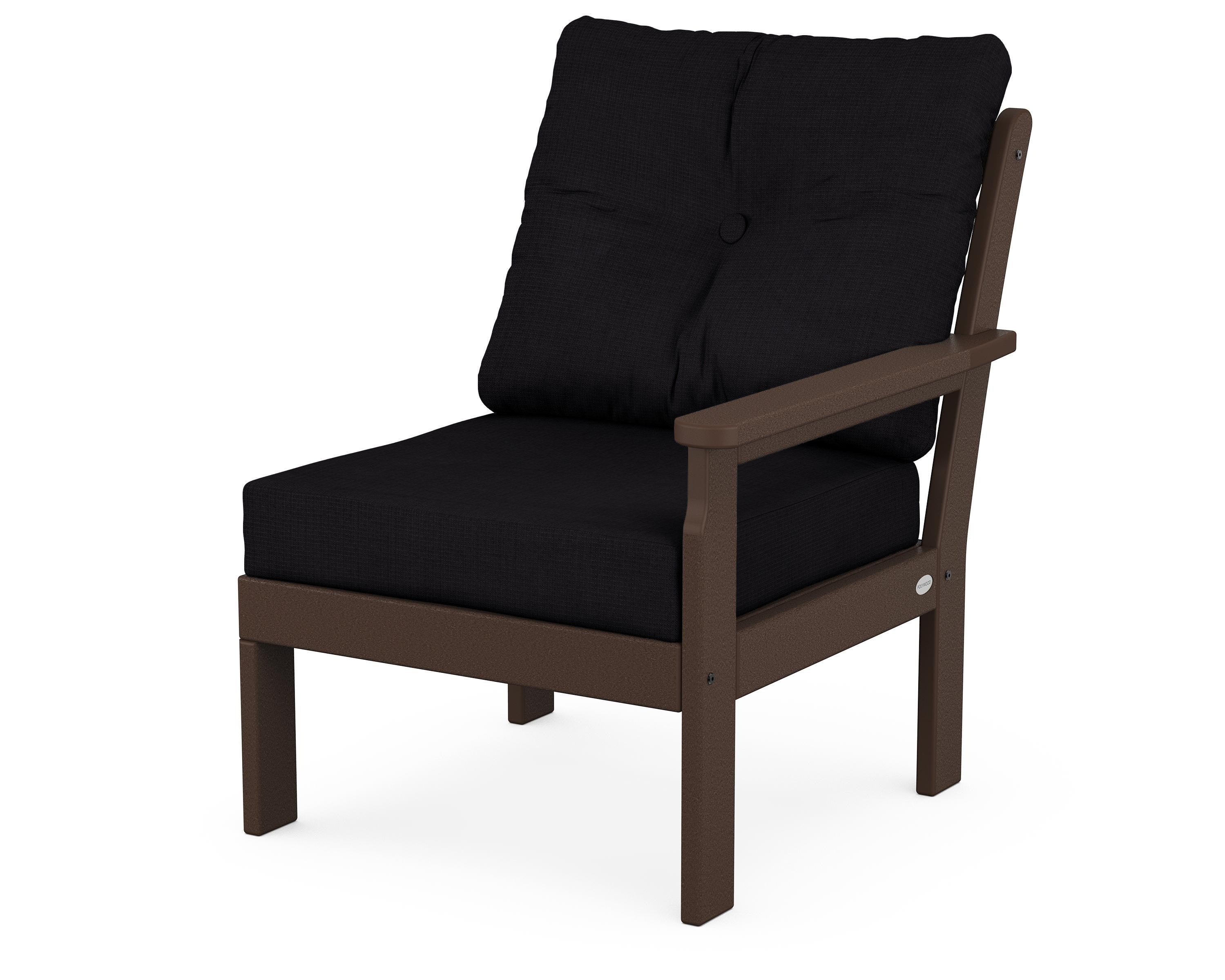 POLYWOOD® Vineyard Modular Right Arm Chair in Mahogany / Midnight Linen