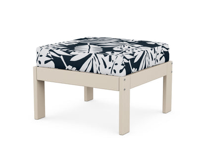 POLYWOOD® Vineyard Modular Ottoman in Sand / Leaf Marine Indigo